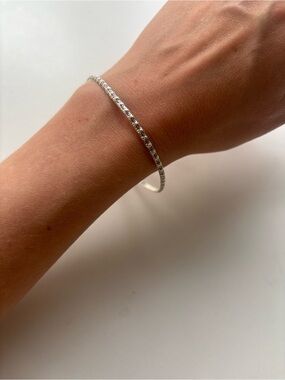 Sterling Silver Textured Bangle Bracelet - Silver